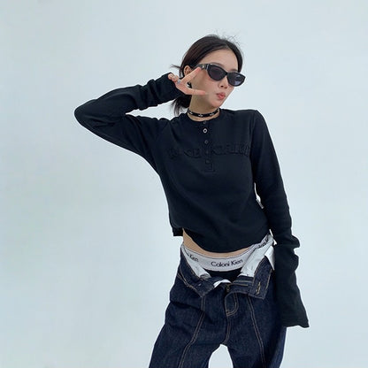 【トップス】春 秋 冬 ストリート ワッペン刺繍 スリム 長袖 Ｔシャツ 【FCシリーズ】