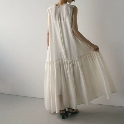 【ワンピース】夏新作 軽やか素材 ノースリーブ ティアードワンピース ふんわり揺れる 涼しげ大人ワンピ【JZシリーズ】