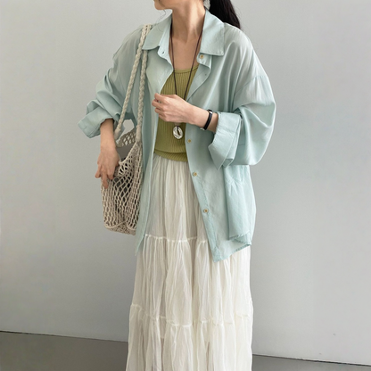 期間限定⭐️60%OFF【トップス】テンセル100% 襟付き シングルボタン 通気性 シャツ 【JZシリーズ】