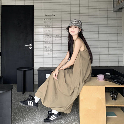 【ワンピース】ノースリーブ ワンピース レディース 2026夏 ハイウエスト ロング丈 ゆったり 着痩せ 大きいサイズ フェミニン【JZシリーズ】