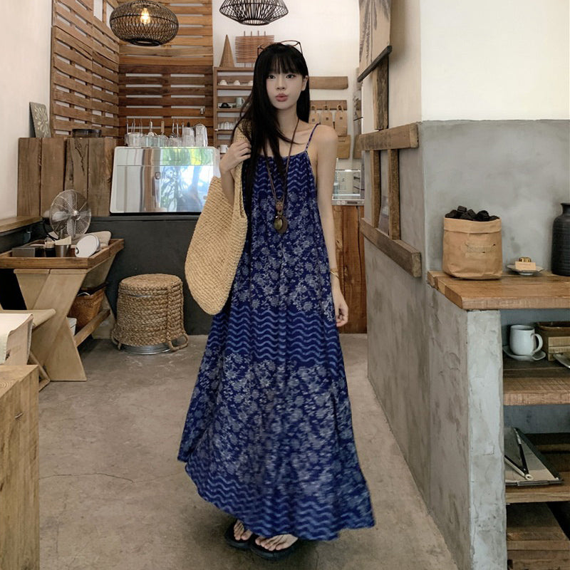 【ワンピース】夏新作 エスニック風 高級感 ゆったりカジュアル リゾート ノースリーブワンピース【SHシリーズ】