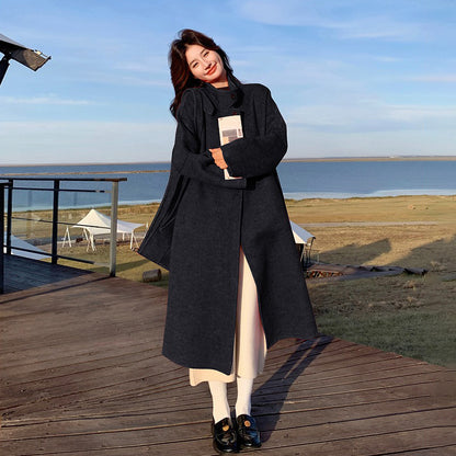 【アウター】韓国風 ダブルフェイスウールコート レディース フード付き 秋冬新作【JZシリーズ】