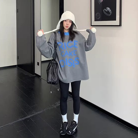 【トップス】ルーズ＆ラフ感 カラーブロックプリント 長袖Tシャツ オーバーサイズ レディース カジュアル【FCシリーズ】