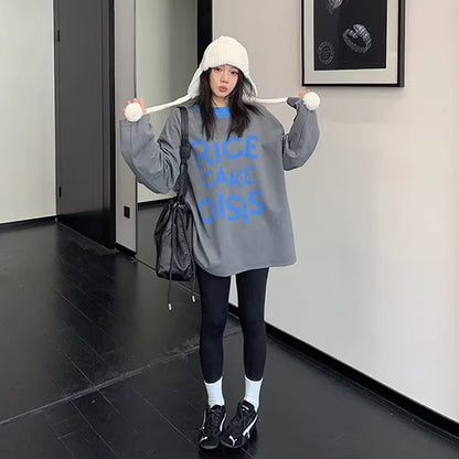 【トップス】ルーズ＆ラフ感 カラーブロックプリント 長袖Tシャツ オーバーサイズ レディース カジュアル【FCシリーズ】