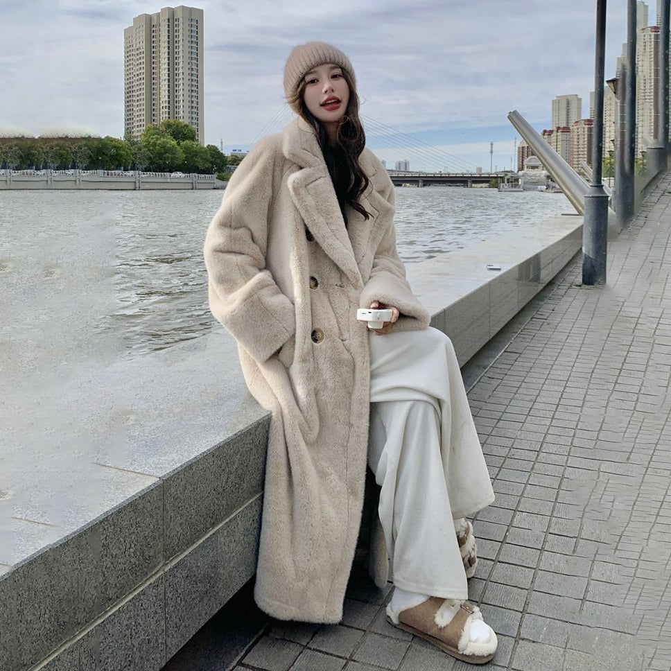 【アウター】フレンチスタイル フェイクミンクファー コート 冬用 高級感 ふわふわ 中綿入り 大人気 綿入れコート【JZシリーズ】