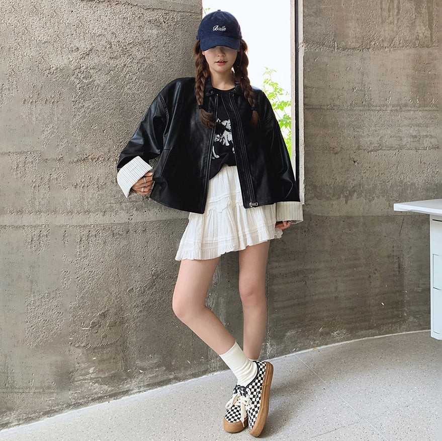 【アウター】高級感 カジュアル  ショート丈 超おしゃれなストリートスタイル ゆったりPUレザージャケット【JZシリーズ】