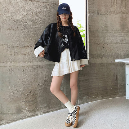 【アウター】高級感 カジュアル  ショート丈 超おしゃれなストリートスタイル ゆったりPUレザージャケット【JZシリーズ】