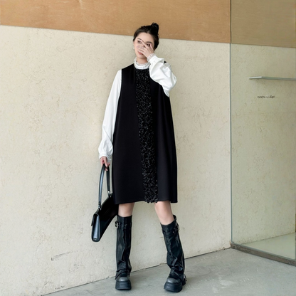 【60%OFF⭐️早い者勝ち】【ワンピース】ダークテイスト 切り替え ジャンパースカート ワンピース 【AHシリーズ】