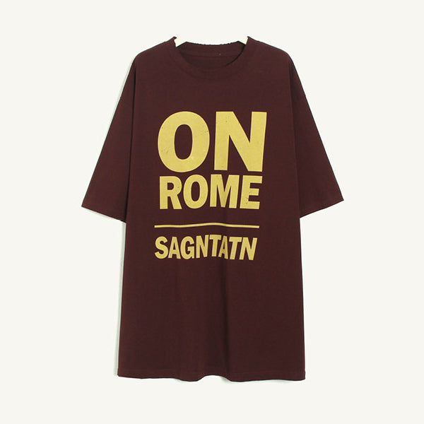 【トップス】カジュアル 英字プリント オーバーサイズ ロングTシャツ ゆったり【JZシリーズ】