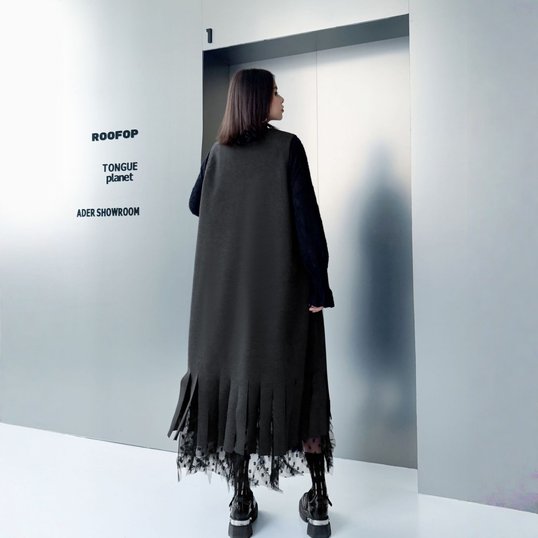 【ワンピース】春 秋 冬 Vネック レース  Aライン ワンピース 【AHシリーズ】