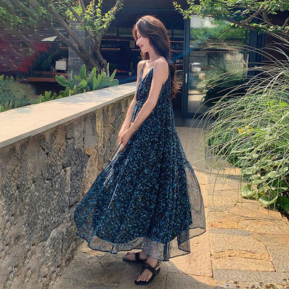 【ワンピース】清涼感あふれる絶美な夏新作 ファッショナブルなリゾート風 花柄ノースリーブワンピース【SHシリーズ】