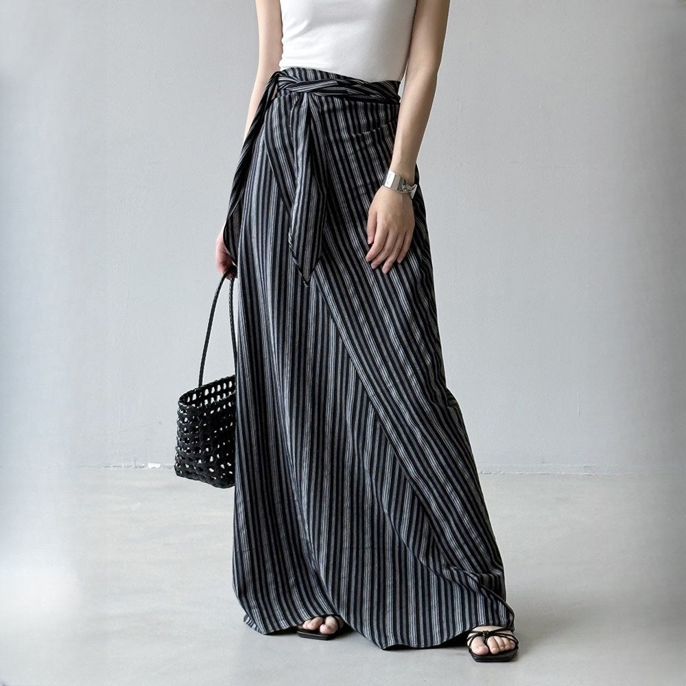 【来年夏再販】【ボトムス】夏 リゾート風 ウエストリボン Aライン スカート 【SNシリーズ】