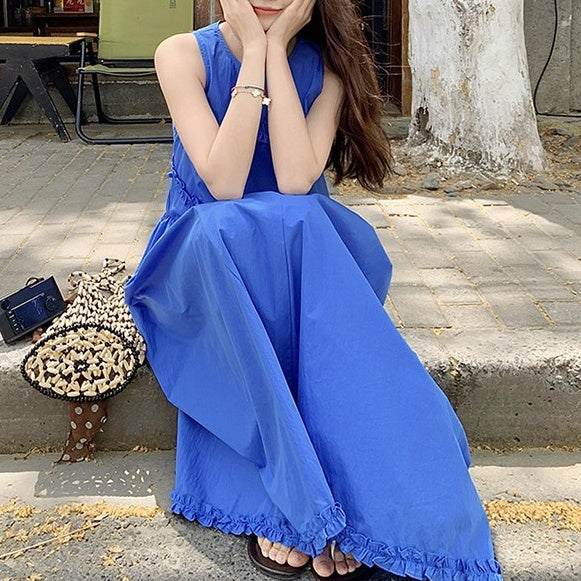 【ワンピース】切替 リゾート風 ノースリーブ タンクワンピース 【JZシリーズ】