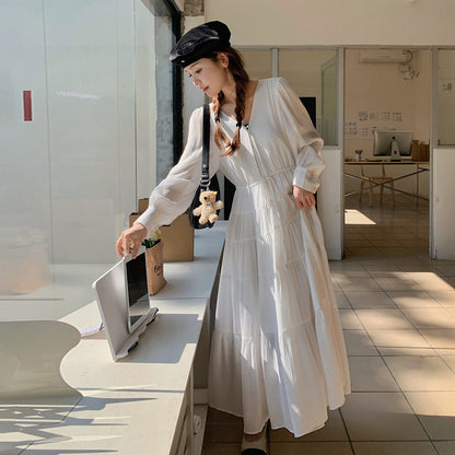 【ワンピース】フレンチ風  秋新作 優雅な気質 ミディ丈 スリム見え 長袖ワンピース【JZシリーズ】