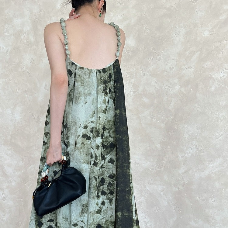 【ワンピース】夏 花柄 ニュアンス染め ニュアンス染め ノースリーブ ワンピース 【SHシリーズ】