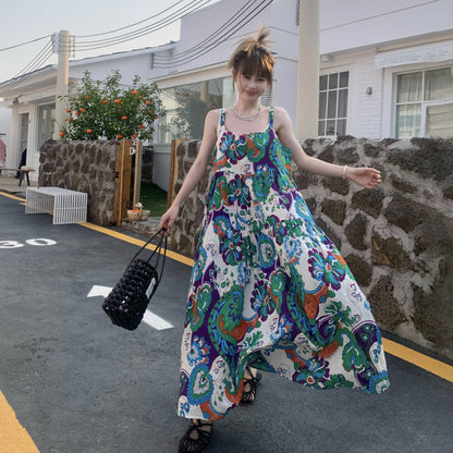 【ワンピース】ファッション フォレストスタイル 夏 ゆったりカジュアル ノースリーブキャミワンピース【SHシリーズ】