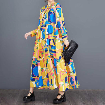 60%OFF⭐️期間限定【ワンピース】花柄 新作 大きいサイズ ゆったり ファッション プリント 切替 春夏 長袖ワンピース【SHシリーズ】