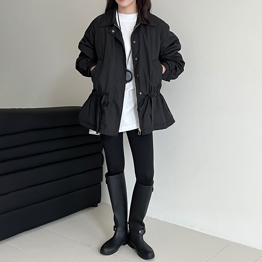 【アウター】レトロオールドマネー風 ドローストリング 中綿トレンチコート レディース 秋冬新作 綿入れコート【JZシリーズ】