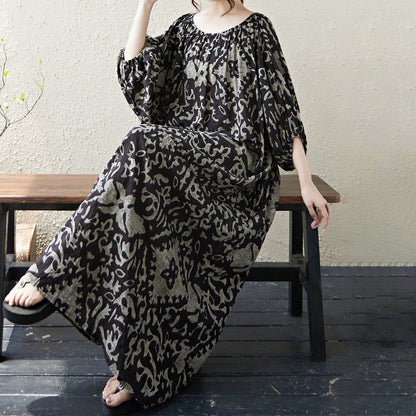 期間限定🍂60%OFF【ワンピース】リゾート風花柄ロングワンピース レディース 秋新作 大きいサイズ ゆったり ボリュームスリーブ 大人可愛い【SHシリーズ】