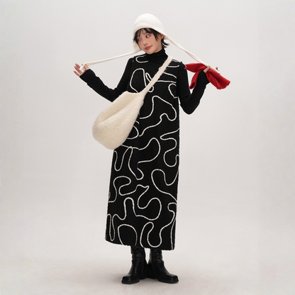 【ワンピース】ブラックライン Vネック ゆるリラックス ノースリーブ ワンピース 【JZシリーズ】