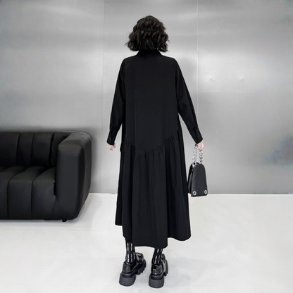 【ワンピース】春 秋 冬 ゆったり 無地 細見え 長袖 ワンピース 【AHシリーズ】