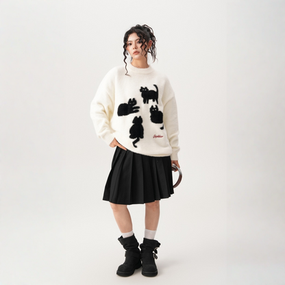 【トップス】春 秋 冬 モヘア 厚手 ニットプルオーバー ヘビーウェイト セーター 【FCシリーズ】