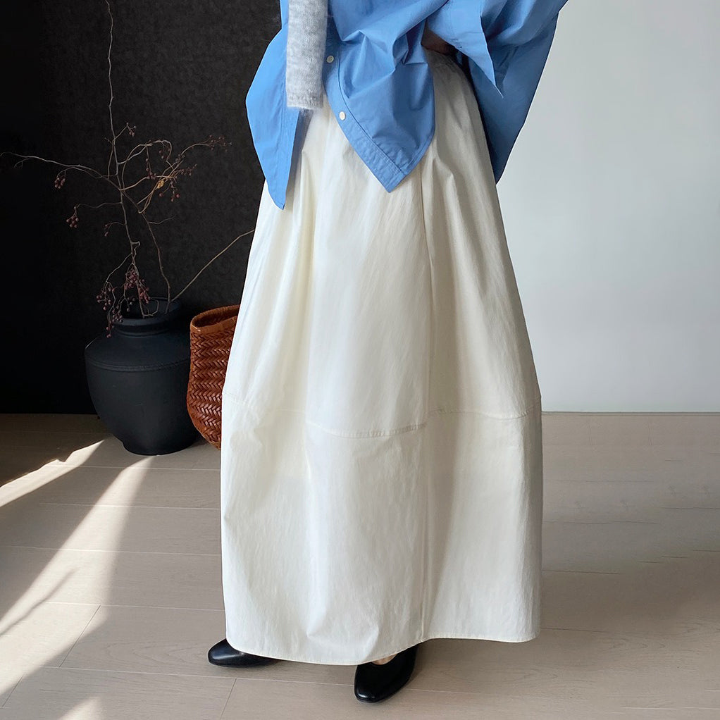 【ボトムス】ミニマル通勤スタイル ウエストゴム ロングスカート 着回し力抜群の万能ボトムス【JZシリーズ】