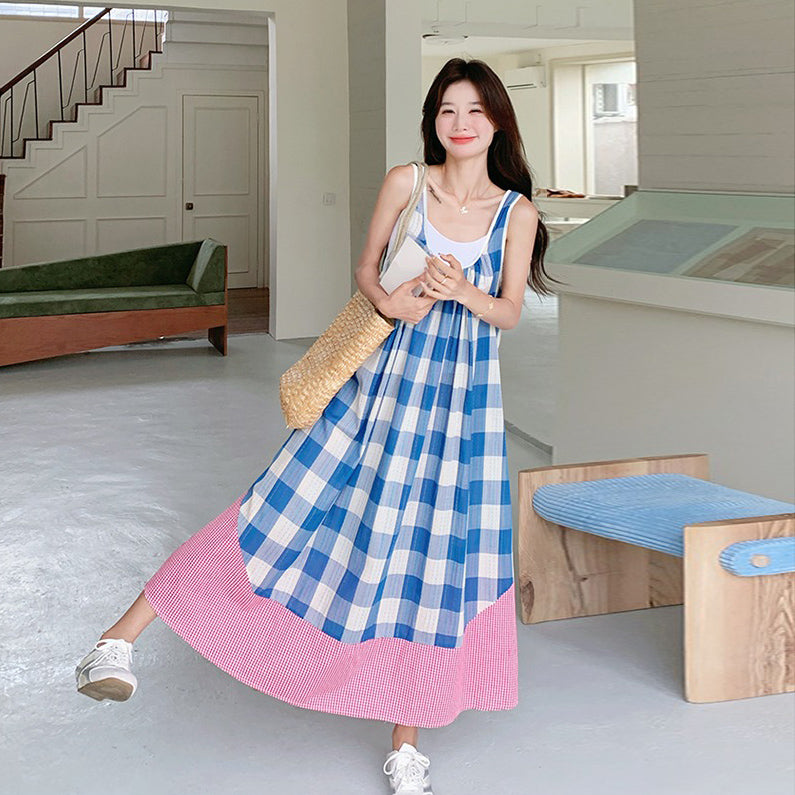 【ワンピース】写真映え抜群 カジュアル細見え 甘めノースリーブワンピース【SHシリーズ】