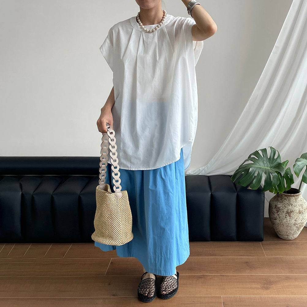 【トップス】韓国風 ラウンドネック プルオーバー 夏新作 ゆったりシルエット 雰囲気たっぷり シャツ【JZシリーズ】