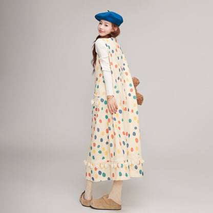 【ワンピース】秋冬 ゆったり可愛い ドット柄 サロペットワンピース レディース Aラインデザイン ノースリーブワンピース【JZシリーズ】【SHシリーズ】