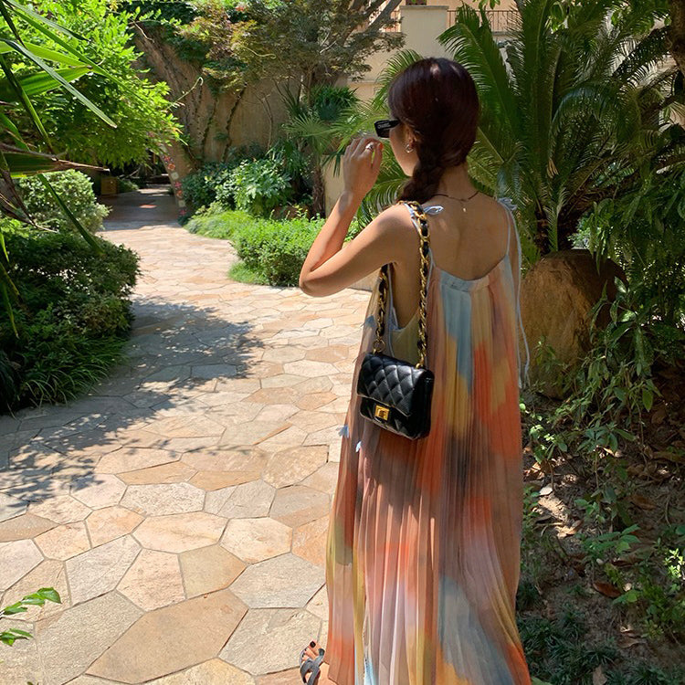 【ワンピース】海辺リゾート 夏 ゆったり ノースリーブワンピース【SHシリーズ】