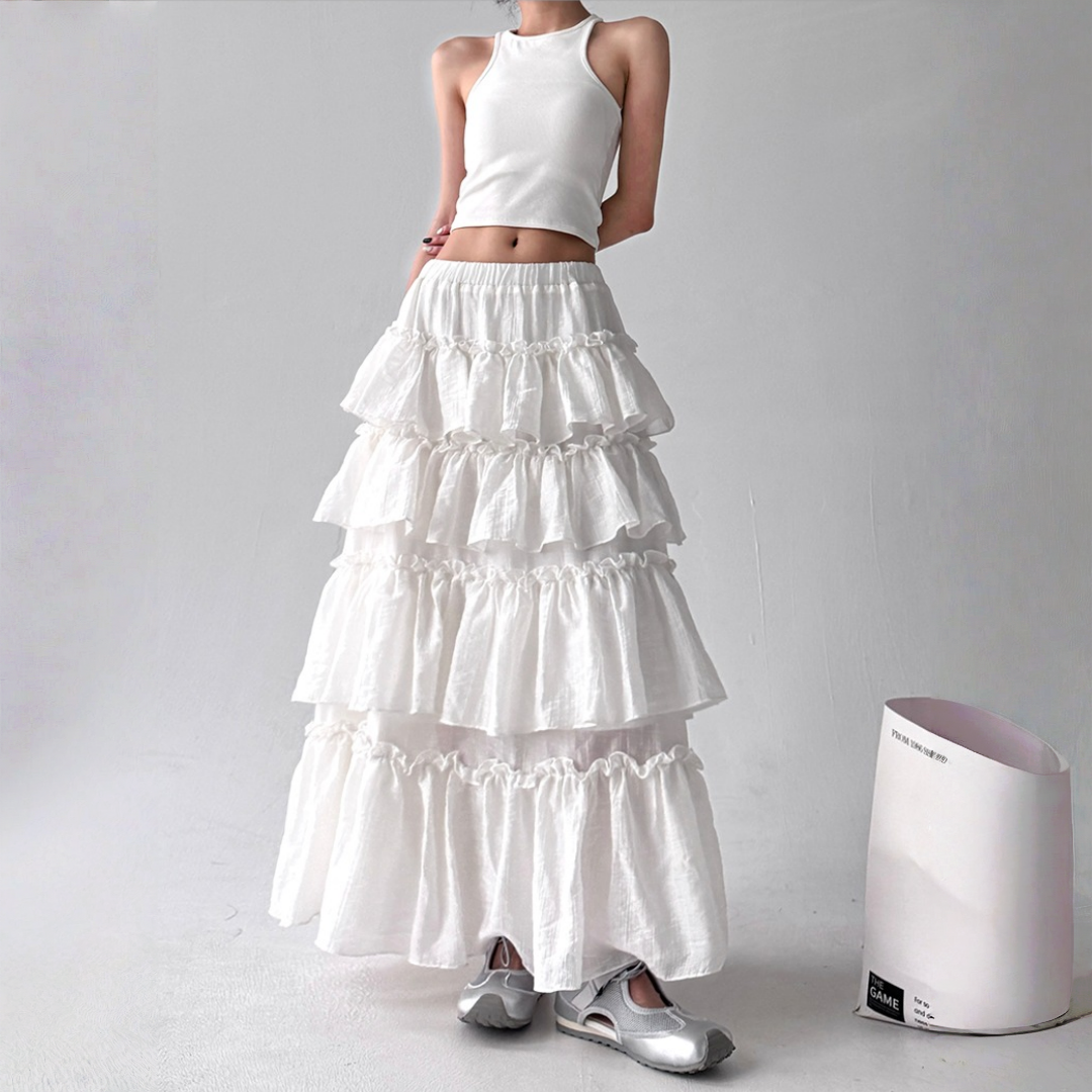 【ボトムス】春 秋 冬 夏 オリジナルデザイン ティアードスカート 【FCシリーズ】