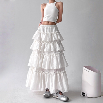 【ボトムス】春 秋 冬 夏 オリジナルデザイン ティアードスカート 【FCシリーズ】