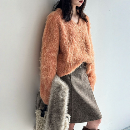 【トップス】もちもち 起毛 Vネック 春 秋 冬 リラックス感 セーター 【JZシリーズ】