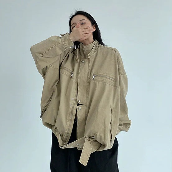 ジャケット・アウター kiaris vintage アウター】春 秋 冬 ヴィンテージ加工 レトロ 立襟 ジャケット 【FC