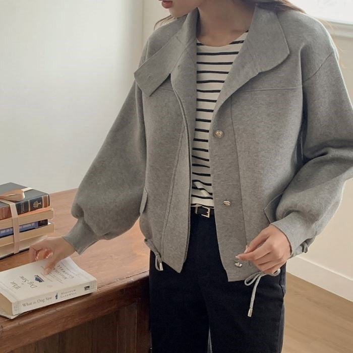【アウター】春 秋 冬 レトロ エレガント ダブルポケット ニット カーディガン ジャケット 【JZシリーズ】