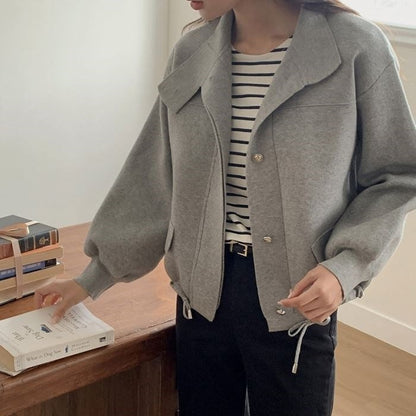 【アウター】春 秋 冬 レトロ エレガント ダブルポケット ニット カーディガン ジャケット 【JZシリーズ】