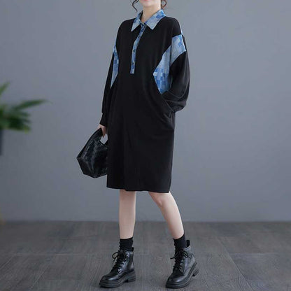 【ワンピース】大きいサイズ レディース 切替デザイン 長袖 シャツワンピース ミモレ丈 ゆったり カジュアル 着痩せ 春夏新作【AHシリーズ】