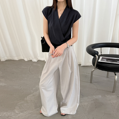 【トップス】半袖ニットトップス レディース 春新作 きれいめ カジュアル 着回し デザインニット【JZシリーズ】