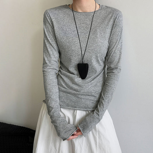 【トップス】韓国風 ラウンドネック Tシャツ 新作 長袖 インナー トップス【JZシリーズ】