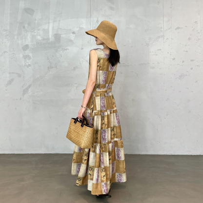 【ワンピース】油絵風 2WAY プリント ナチュラル ロングワンピース 【SHシリーズ】