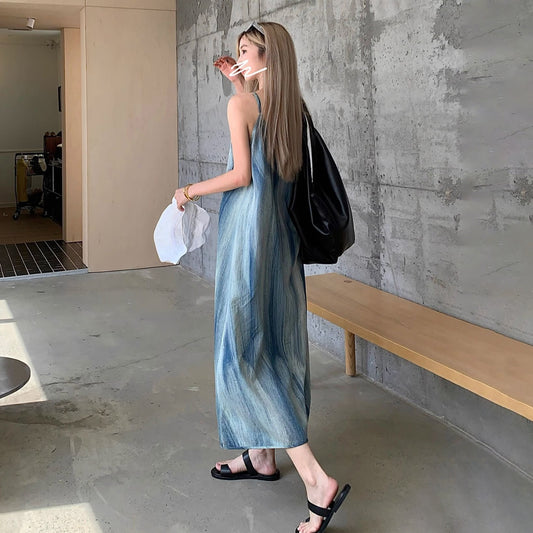 【ワンピース】旅行コーデにぴったり 海辺リゾート風 ノースリーブワンピース【SHシリーズ】