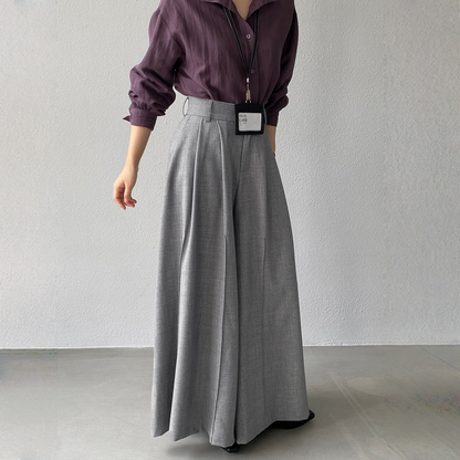 【ボトムス】春 秋 冬 ウエストマーク フリルギャザー 大振裾 パンツ 【JZシリーズ】