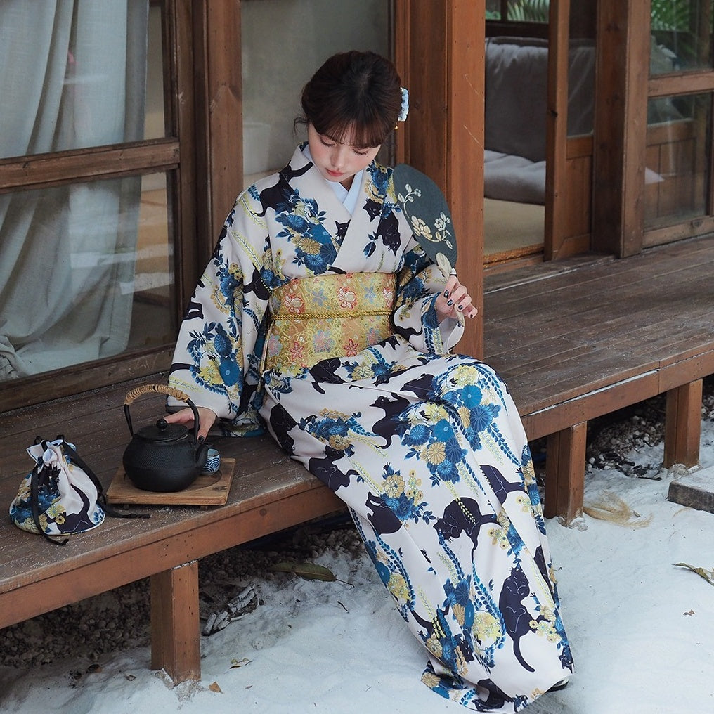 【ワンピース】夏 猫柄 いたずら 花柄 浴衣 【SHシリーズ】