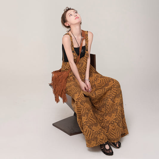 【ボトムス】夏新作 レトロ感 Vネック ゆるシルエット カジュアル オールインワン【SHシリーズ】