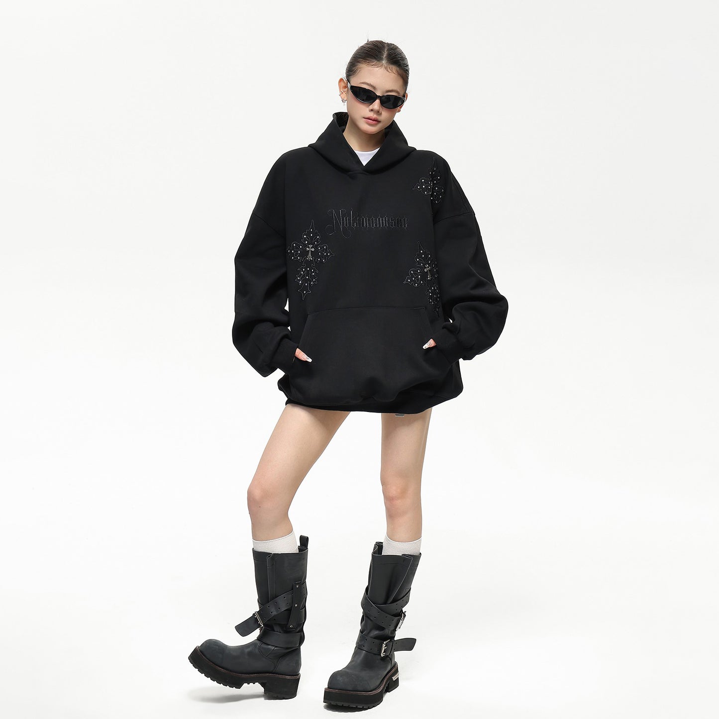 【トップス】✨刺繍デザイン フーディー ストリート風 オーバーサイズ スウェット レディース パーカー【FCシリーズ】