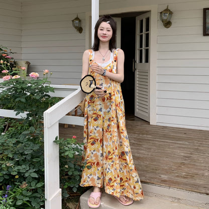 【ボトムス】夏新作 ゆったりカジュアルルーズ感 オーバーサイズ キャミサロペット オールインワン【SHシリーズ】