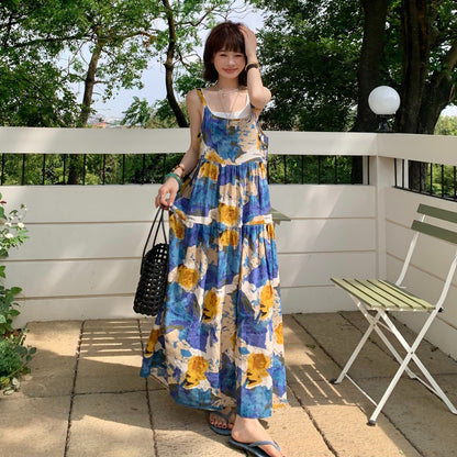 🏆ランキング上位【ワンピース】夏新作 アート染め ゆったり着痩せ ノースリーブワンピース 体型カバー リラクシーシルエット【SHシリーズ】