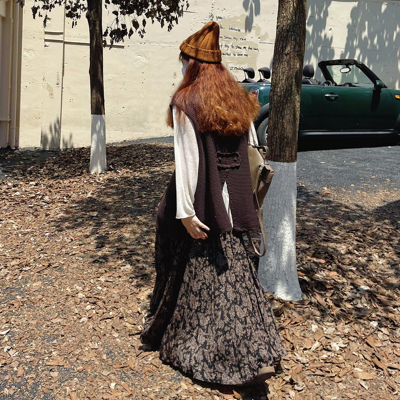 【ボトムス】レトロ風 ハイウエスト スリム見え フレアロングスカート 花柄プリーツ デザイン性スカート【SHシリーズ】