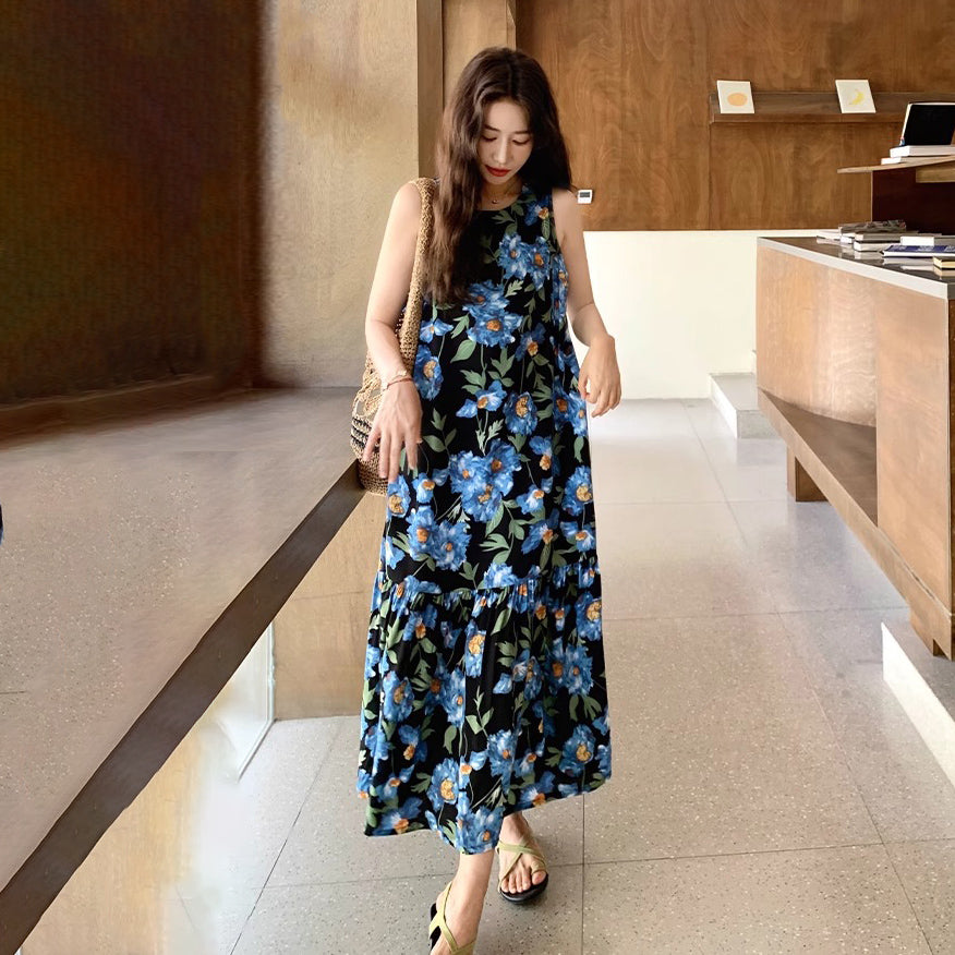 【ワンピース】フレンチリゾート風 花柄 ノースリーブワンピース 夏の気質コーデにぴったり【SHシリーズ】